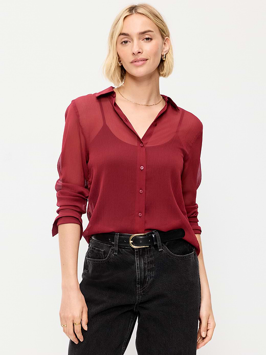 Old Navy Chiffon Sheer Button-Down Shirt — photo 1