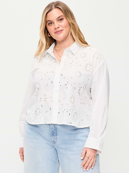 Old Navy Cropped Button-Down Striped Shirt — photo 8