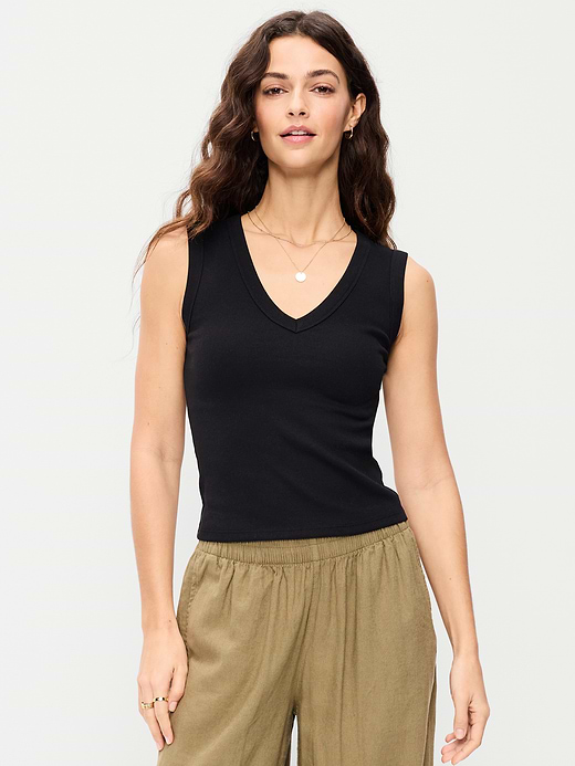 Old Navy Snug Crop V-Neck Ribbed Tank Top — photo 1