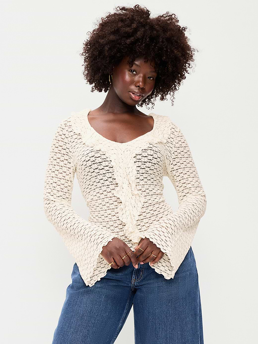 Old Navy Fitted Bell-Sleeve Ruffle Top — photo 7