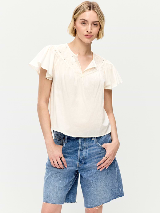 Old Navy Short-Sleeve Embroidered Trousseau Top — photo 1
