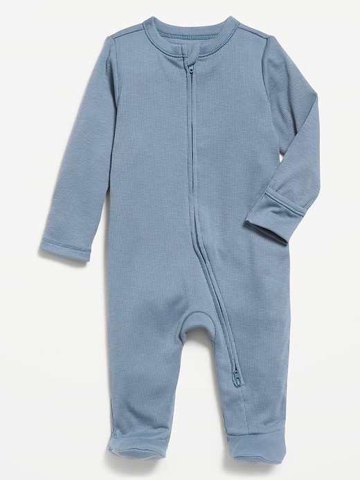 Old Navy Textured Ribbed 2-Way-Zip Sleep & Play Footed One-Piece for Baby — photo 1