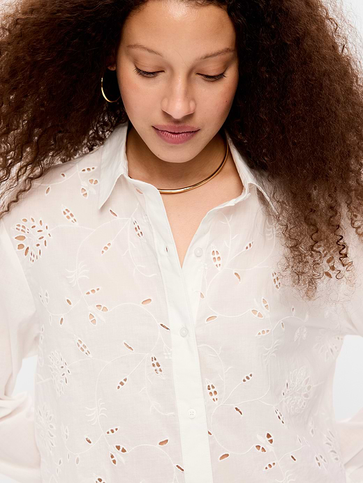 Old Navy Cropped Button-Down Striped Shirt — photo 5