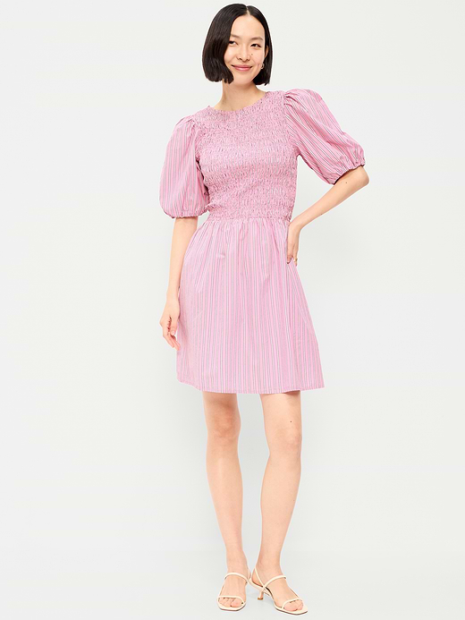Old Navy Smocked Puff-Sleeve Flare Mini Dress