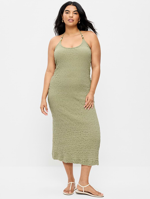 Old Navy Beaded Halter-Neck Textured Midi Dress — photo 6