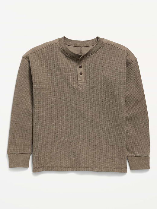 Old Navy Oversized Long-Sleeve Waffle Knit Henley T-Shirt for Boys — photo 1