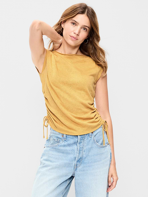 Old Navy Cap-Sleeve Shirred Side Top — photo 1