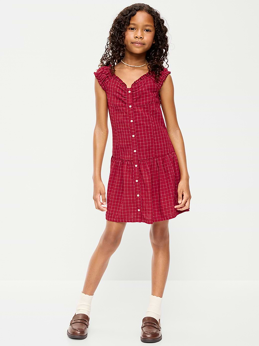 Old Navy Short-Sleeve Fit and Flare Button-Front Dress for Girls — photo 1