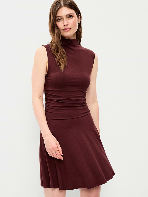 Old Navy Gathered Mock-Neck Drop-Waist Mini Dress — photo 4
