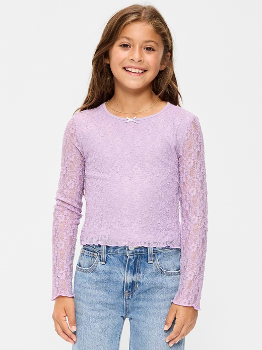 Old Navy Fitted Long-Sleeve Lace Top for Girls — photo 1