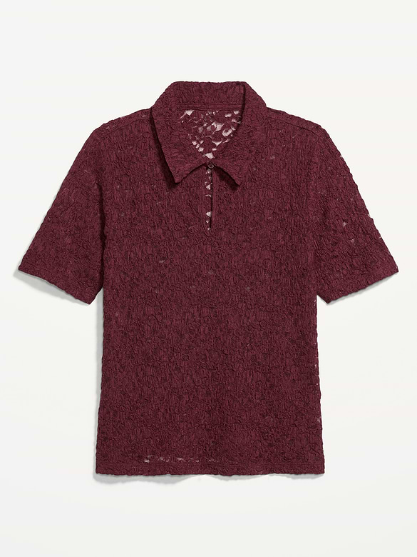 Old Navy Lace Keyhole Polo Top — photo 6