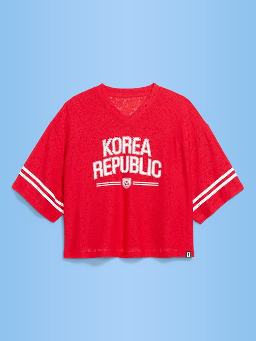 Old Navy FIFA World Cup 26™ France Boxy Lace V-Neck T-Shirt for Women — photo 1