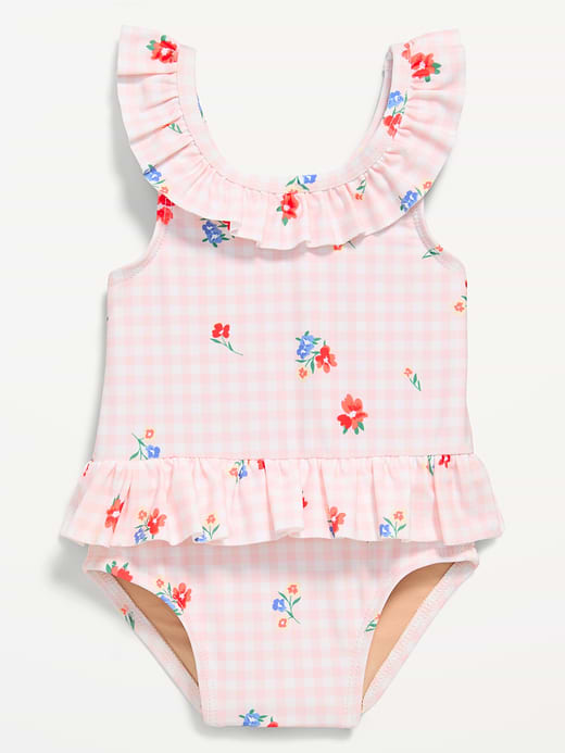 Old Navy Printed Ruffle-Trim One-Piece Swimsuit for Baby