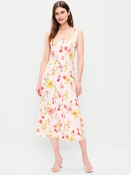 Old Navy Fit & Flare Sleeveless Linen-Blend Midi Dress — photo 1