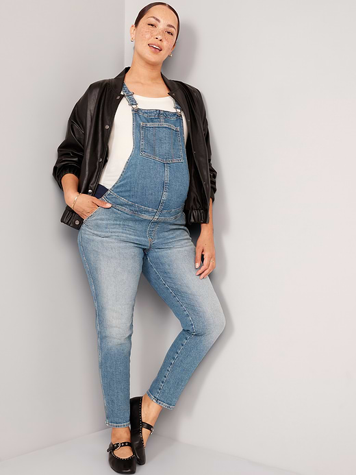 Old Navy Maternity Side-Panel OG Straight Jean Overalls — photo 4