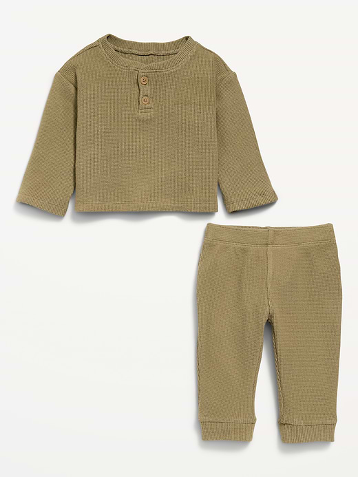 Old Navy Long-Sleeve Waffle-Knit Henley Top and Pants Set for Baby — photo 4