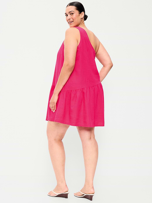 Old Navy One-Shoulder Asymmetrical Linen-Blend Mini Dress — photo 10