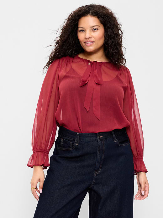 Old Navy Long-Sleeve Chiffon Tie-Front Top — photo 8