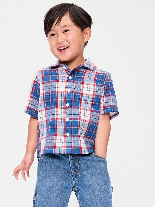Old Navy Short-Sleeve Double-Weave Cotton Shirt for Toddler Boys — photo 1