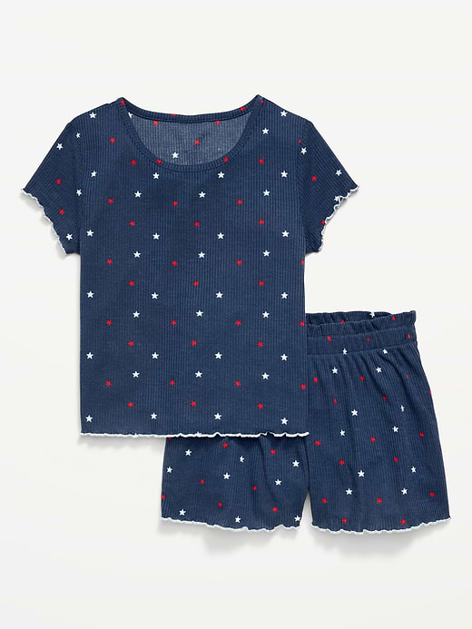 Old Navy Ribbed Lettuce-Edge Pajama Top and Shorts Set for Girls — photo 1