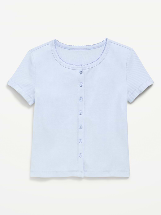 Old Navy Fitted Short-Sleeve Ribbed Button-Front Top for Girls — photo 1