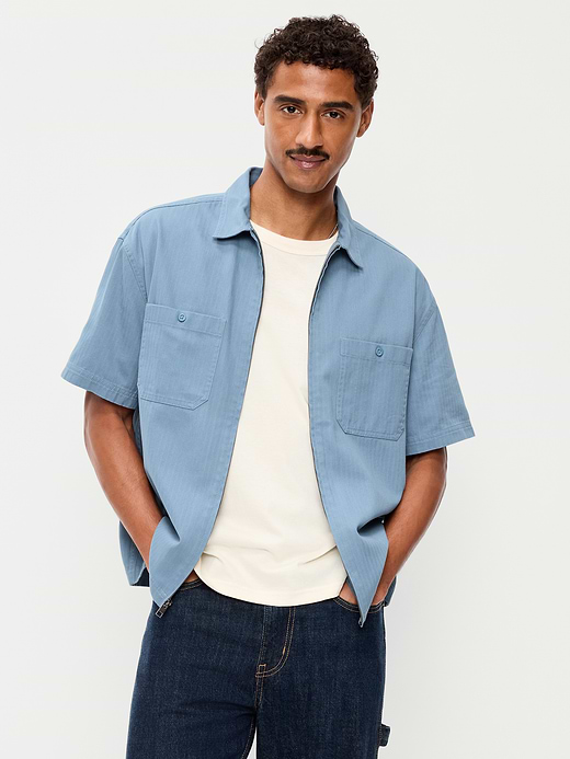 Old Navy Loose Full-Zip Twill Workwear Shirt — photo 1