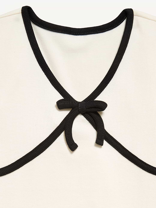Old Navy Fitted Short-Sleeve Ribbed Bow Top for Girls — photo 5