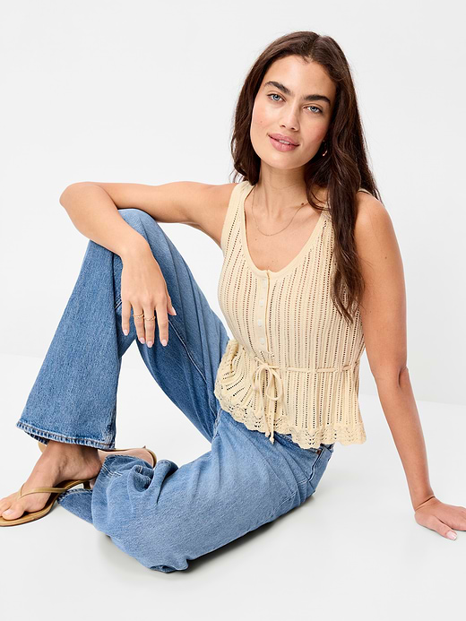 Old Navy Seaside Cotton Pointelle Peplum Tank Top — photo 4