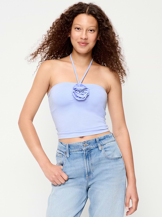 Old Navy Tie-Neck Rosette Tube Top — photo 1