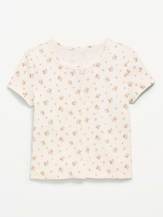 Old Navy Fitted Short-Sleeve Ribbed Button-Front Top for Girls — photo 1