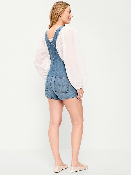 Old Navy Maternity Side-Panel Jean Shortalls — photo 4