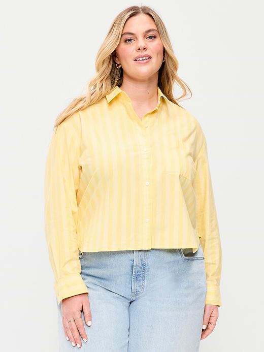 Old Navy Cropped Button-Down Striped Shirt — photo 8