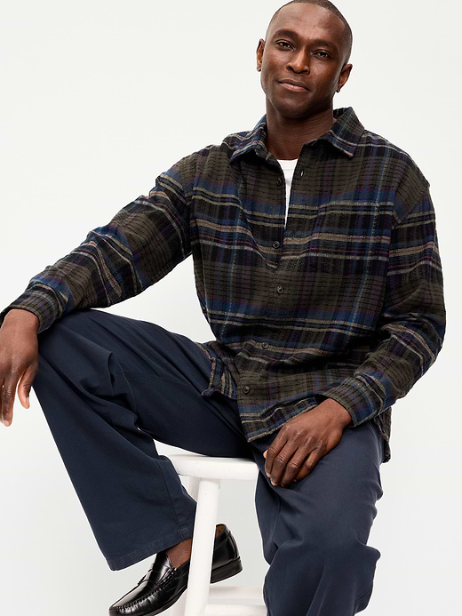 Old Navy Loose Fit Textured Plaid Pocket Shirt — photo 4