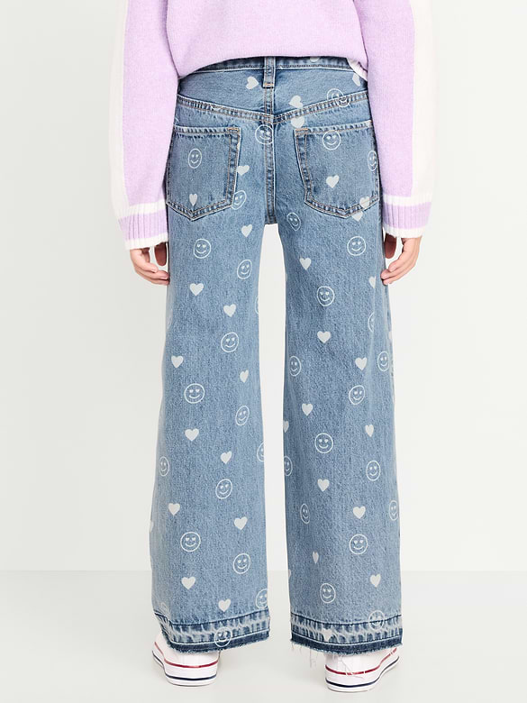 Old Navy Printed High-Waisted Baggy Wide-Leg Jeans for Girls — photo 3