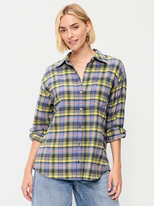 Old Navy Oversized Button-Down Boyfriend Flannel Shirt — photo 1