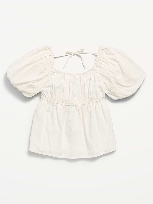 Old Navy Puff-Sleeve Tie-Back Crinkled Top for Girls — photo 3