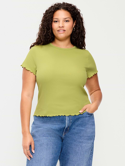 Old Navy Fitted Waffle-Knit Cropped T-Shirt — photo 9