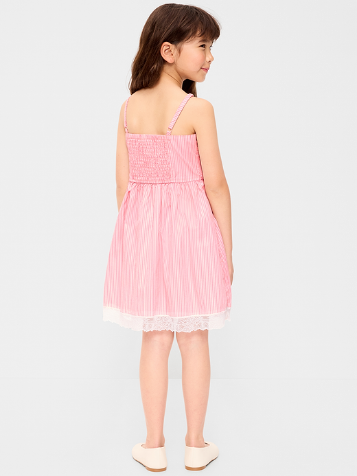 Old Navy Sleeveless Fit and Flare Striped Lace-Trim Dress for Girls — photo 3