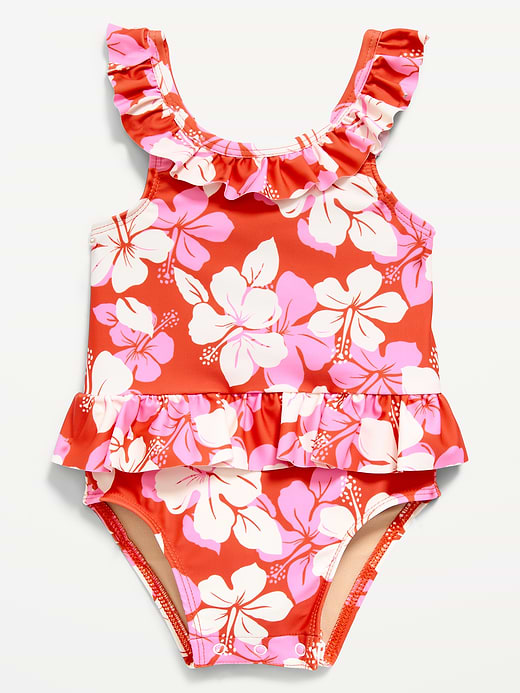 Old Navy Printed Ruffle-Trim One-Piece Swimsuit for Baby