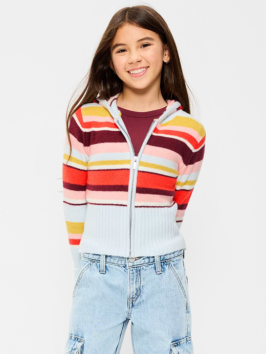 Old Navy Fitted Cable-Knit Full-Zip Hoodie for Girls — photo 1