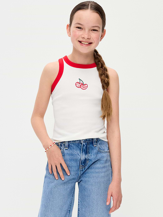 Old Navy Fitted Ribbed Graphic Tank Top for Girls — photo 1
