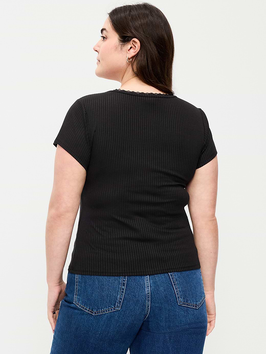 Old Navy Lace-Trim Sweetheart-Neck Ribbed Top — photo 8