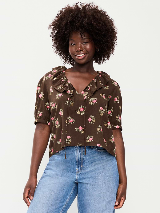 Old Navy Ruffle Collar Tie-Front Top — photo 6