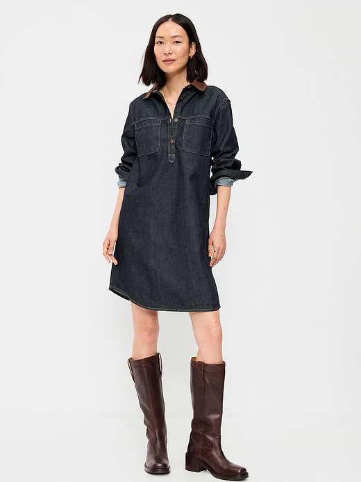 Old Navy Long-Sleeve Button-Down Mini Shirt Dress — photo 1