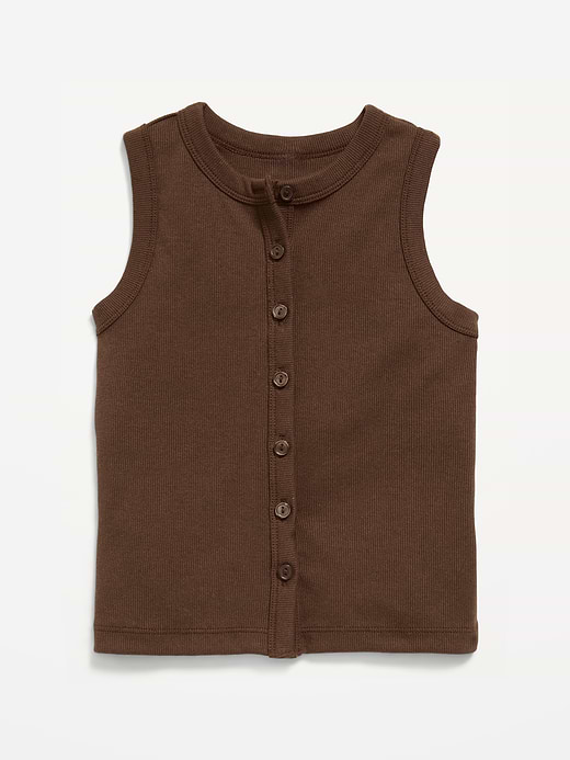 Old Navy Fitted Sleeveless Ribbed Button-Front Top for Girls — photo 1