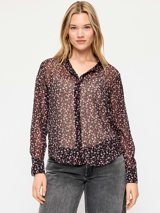 Old Navy Chiffon Sheer Button-Down Shirt — photo 6