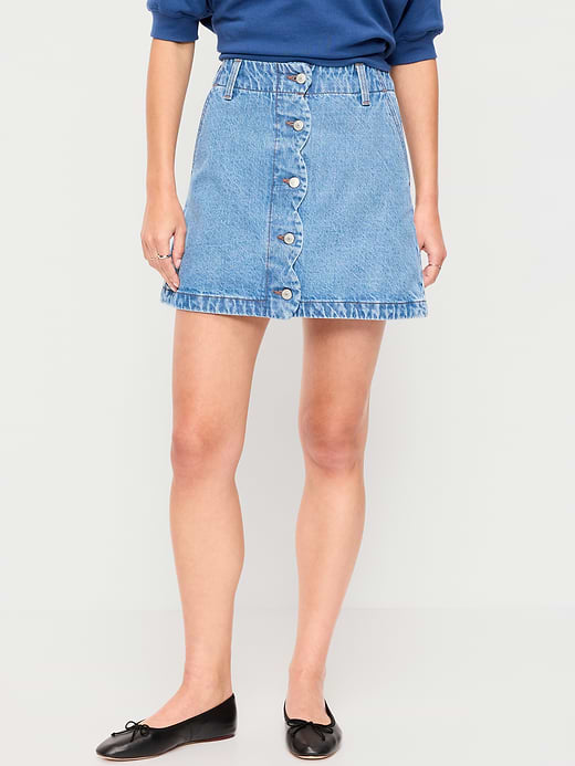 Old Navy Scalloped-Edge Button-Down Mini Skirt — photo 3