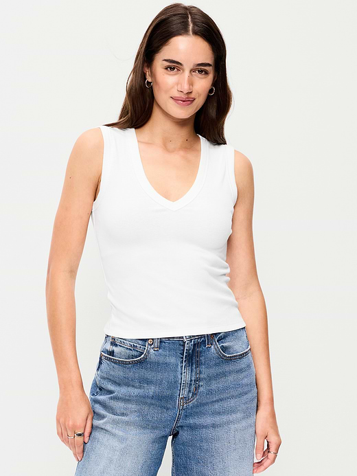 Old Navy Snug Crop V-Neck Ribbed Tank Top — photo 1