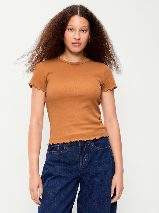 Old Navy Fitted Waffle-Knit Cropped T-Shirt — photo 1