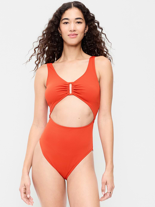 Old Navy Textured One-Piece Cut-Out Swimsuit